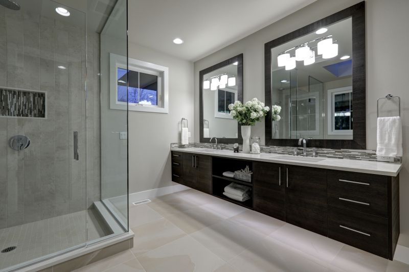 Bright Bathroom with Layered Lighting
